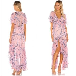 MISA pink floral maxi dress S
